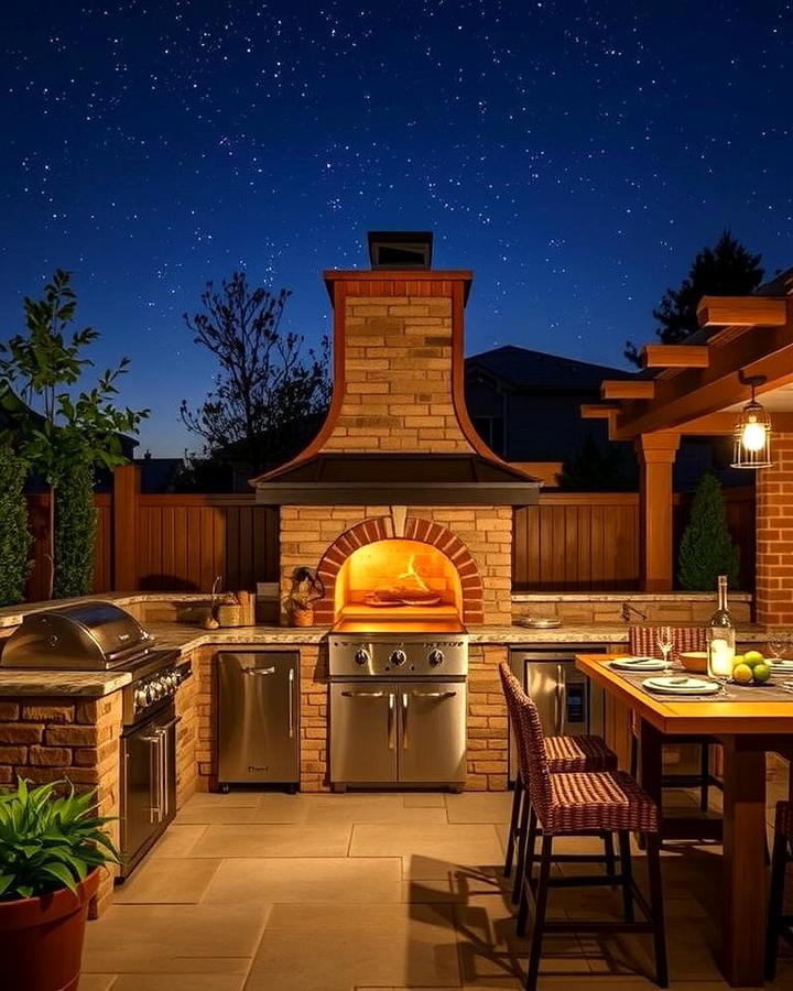 Outdoor Kitchen with a Pizza Oven