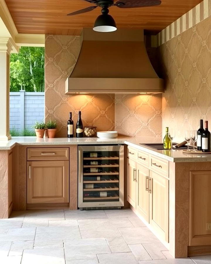 Outdoor Kitchen with a Wine Fridge