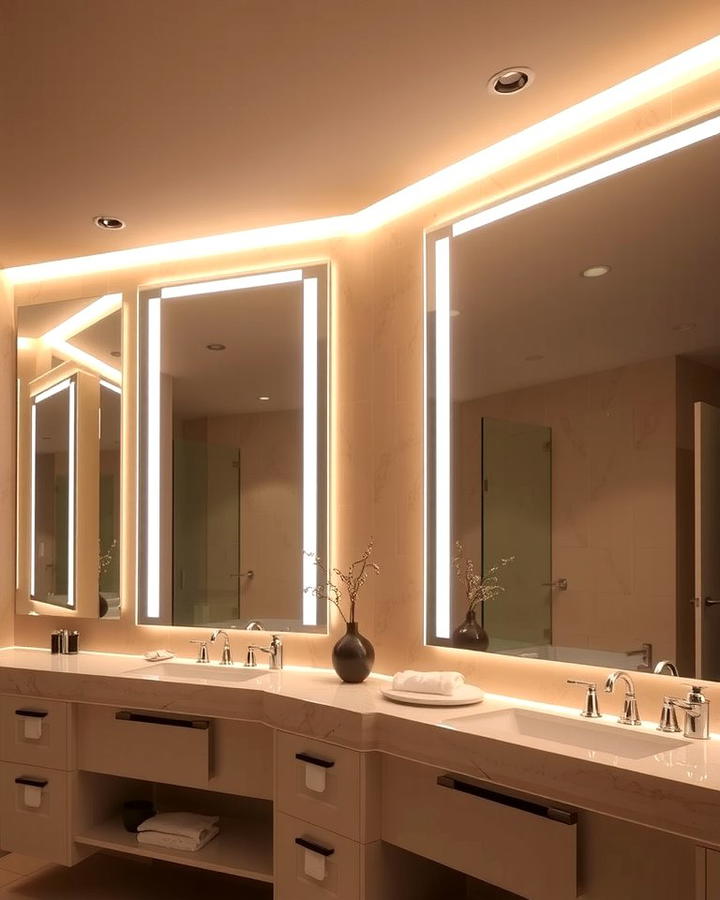 Oversized Mirrors with Ambient Lighting