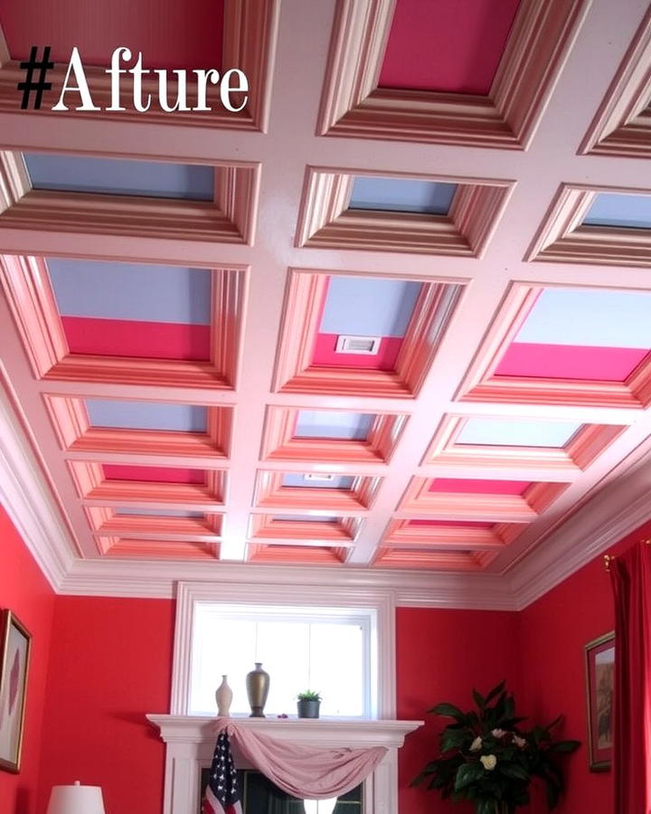 Painted Accent Coffered Ceiling