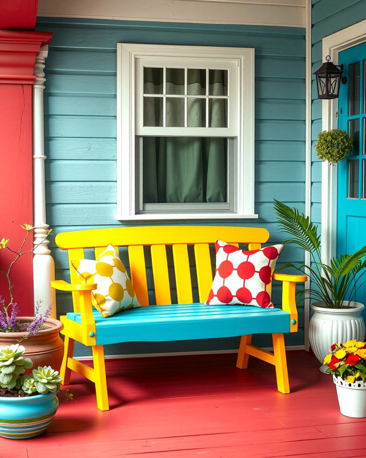 Painted Bench with Bold Colors