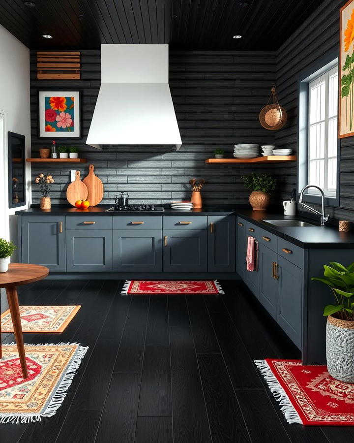 Painted Black Wooden Floors for a DIY Touch