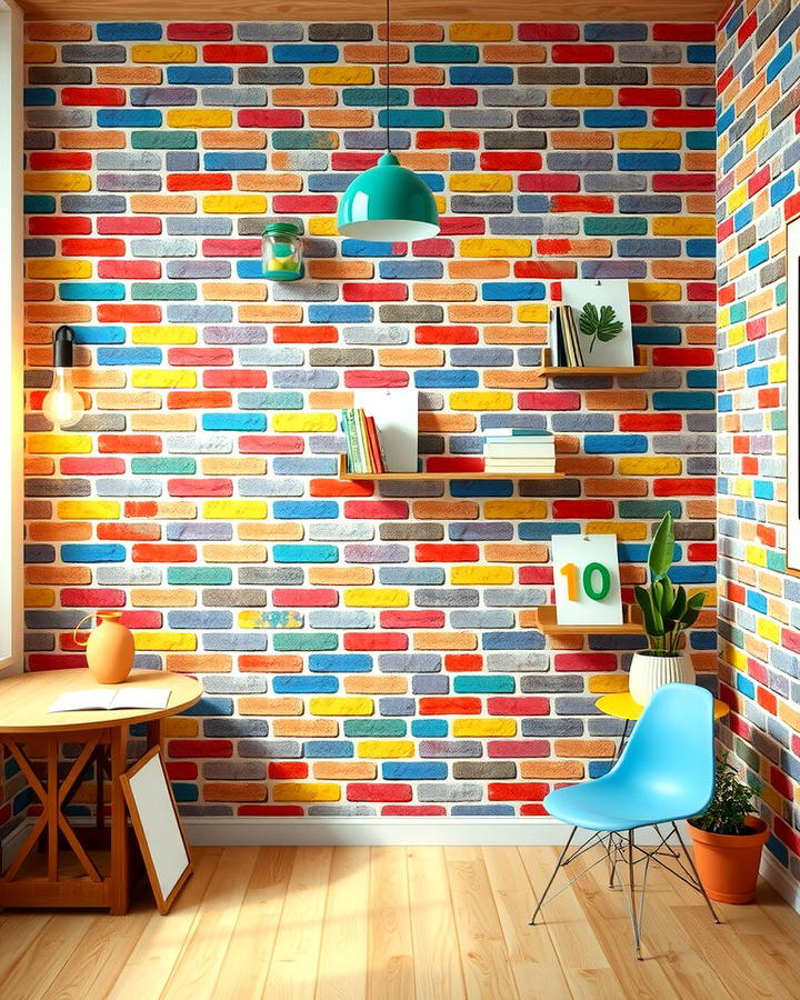 Painted Brick Wallpaper for Artistic Flair