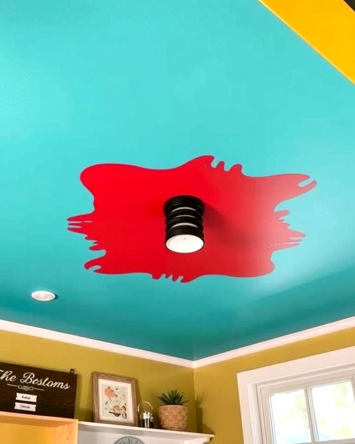 Painted Ceiling with Bold Colors