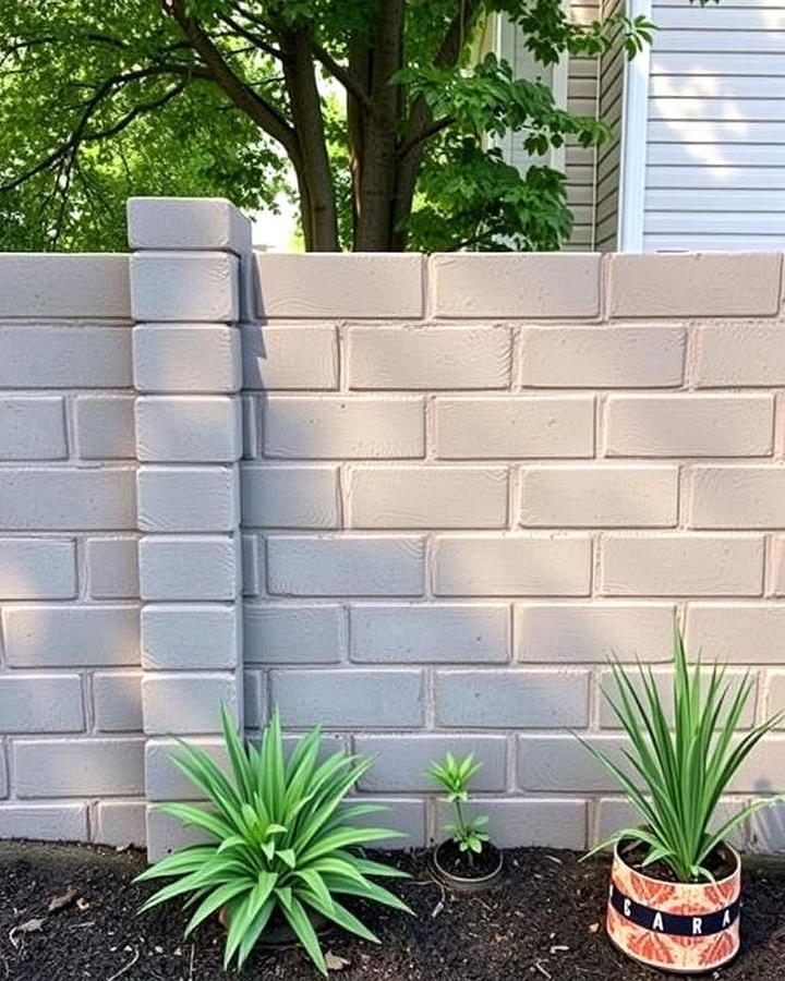 Painted Concrete Block Fence