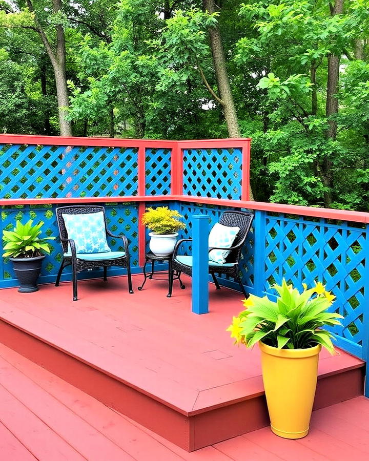 Painted Deck Lattice for a Pop of Color