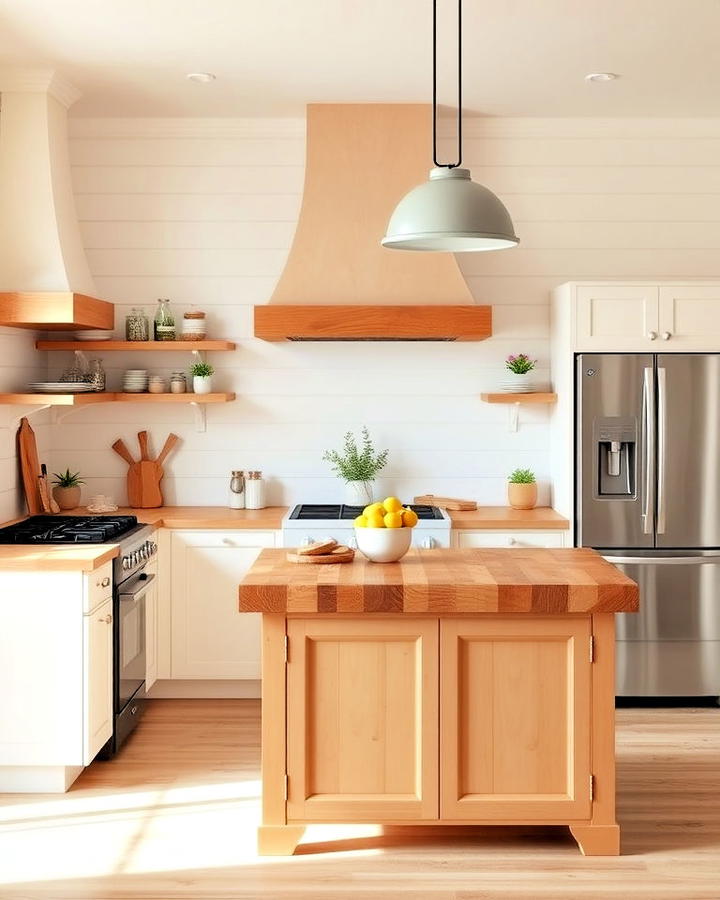 Painted Shiplap with a Butcher Block Island