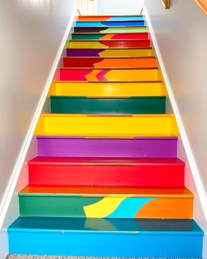 Painted Staircase for a Pop of Color