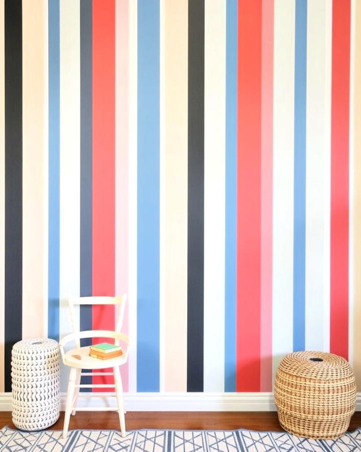 Painted Stripes Accent Wall for Visual Interest