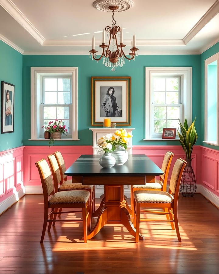 Painted Wainscoting for a Pop of Color