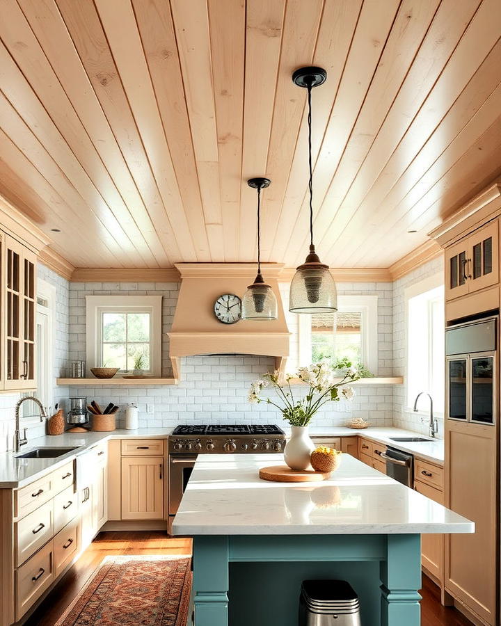 Painted Wood Ceiling for Kitchen