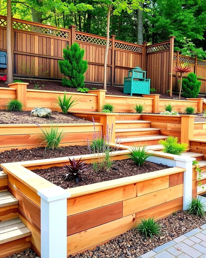 Painted Wooden Retaining Walls