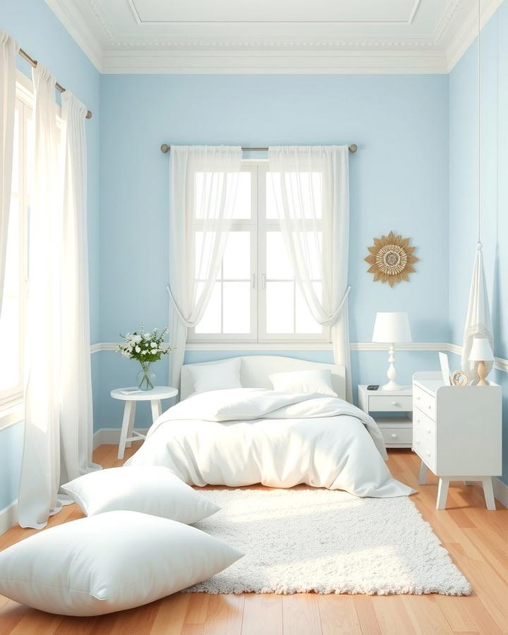 Pastel Blue Walls with White Accents