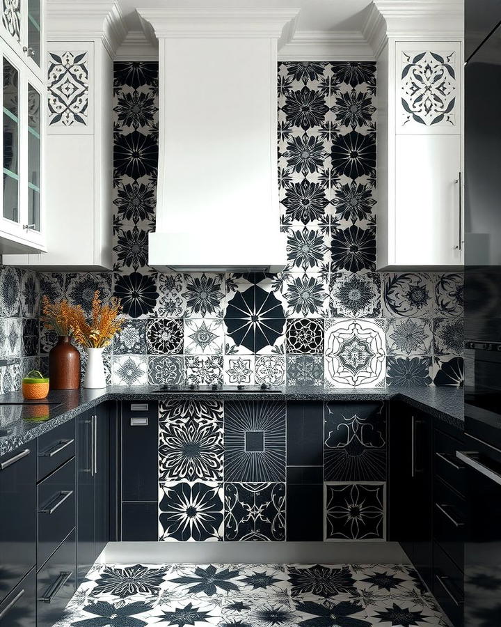 Patterned Black Tiles for Artistic Flair