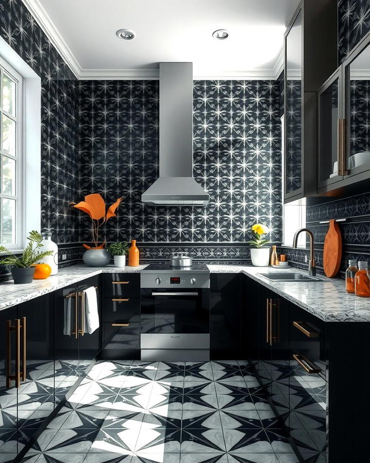 Patterned Black Tiles