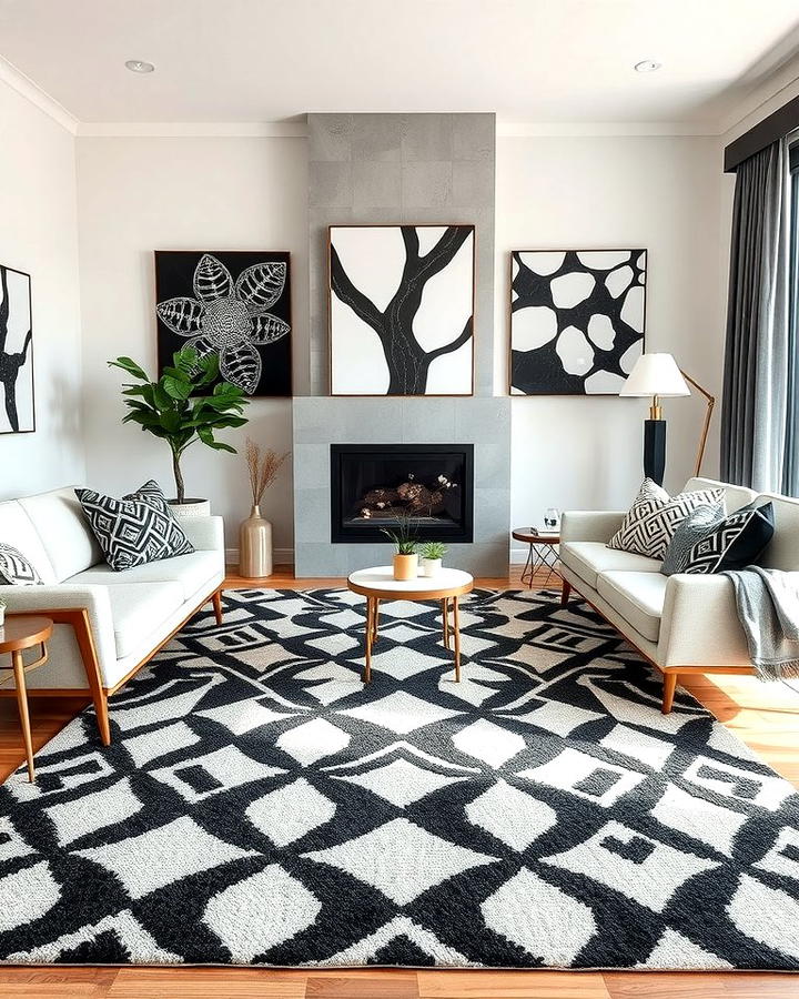 Patterned Black and White Rugs