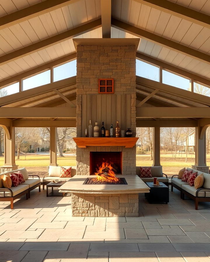 Pavilion with Dual Sided Fireplace