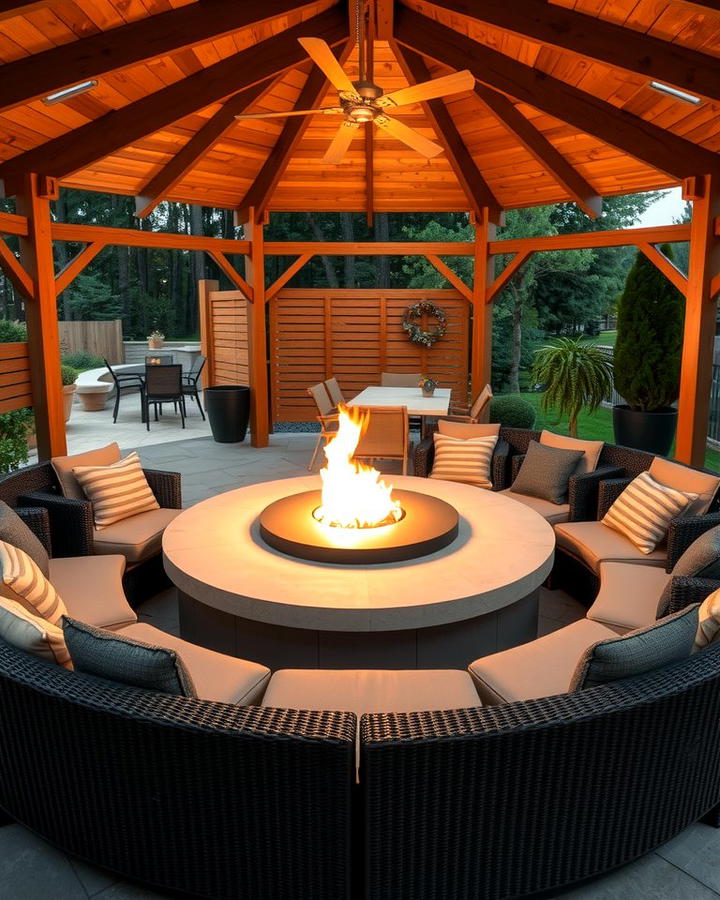 Pavilion with Firepit Table