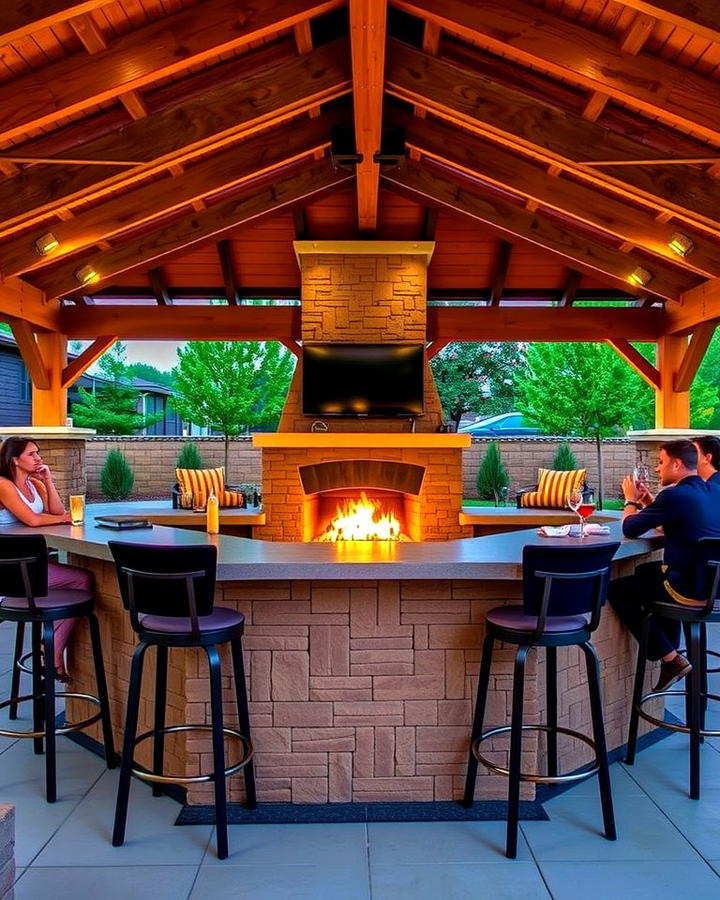 Pavilion with Fireplace and Outdoor Bar