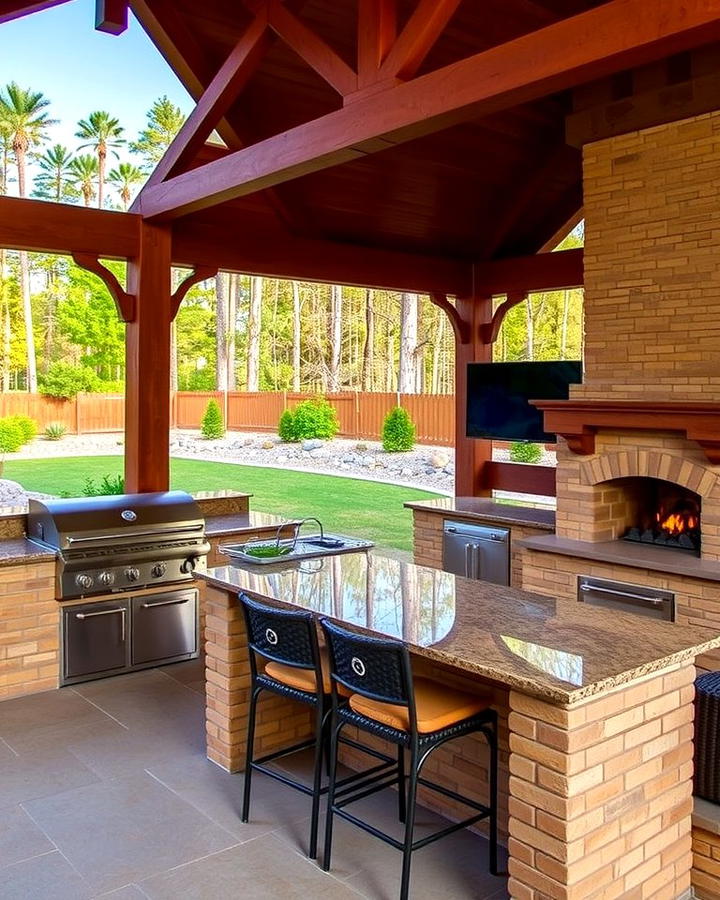 Pavilion with Outdoor Kitchen and Fireplace