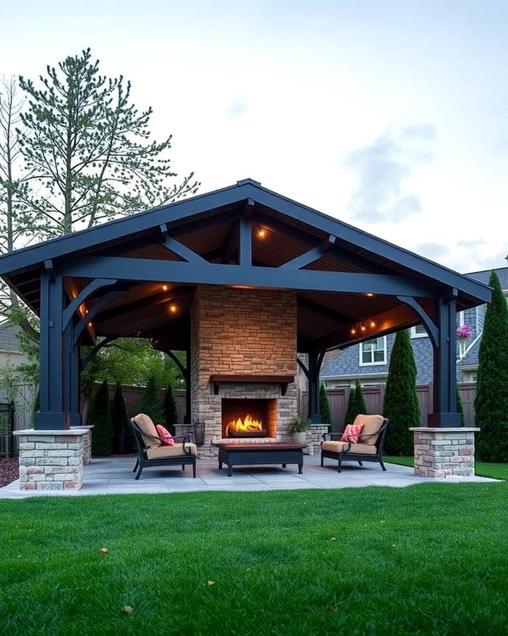 Pavilion with Retractable Roof and Fireplace