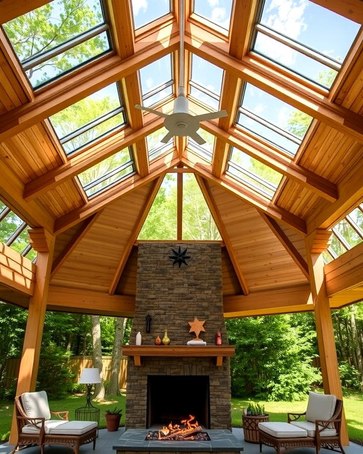 Pavilion with Skylights and Fireplace