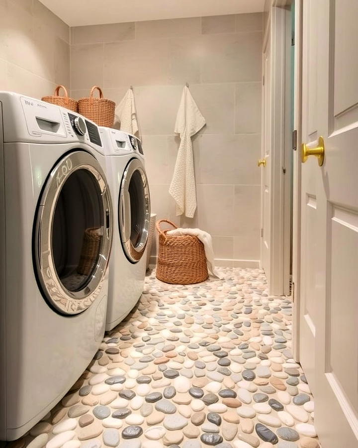 Pebble Stone Flooring Laundry Room