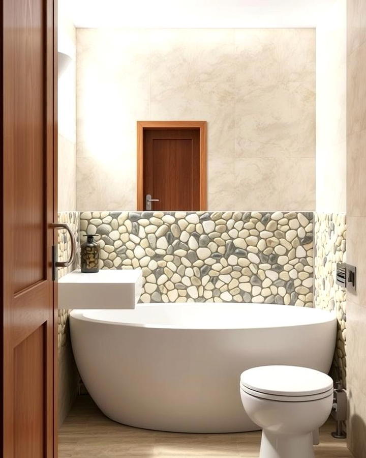 Pebble Tile Half Wall