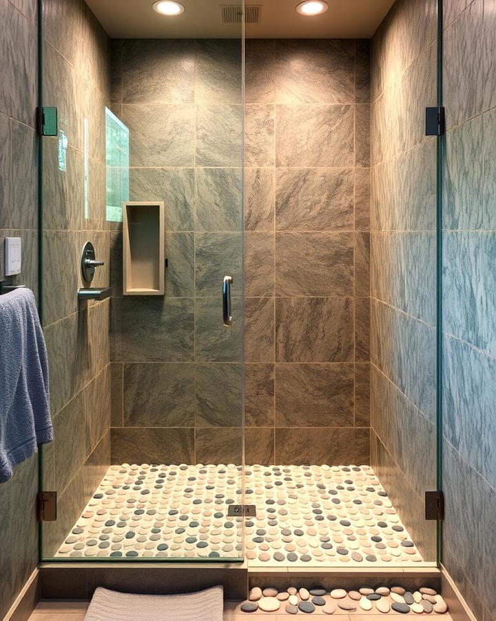 Pebble Tile Walk In Shower