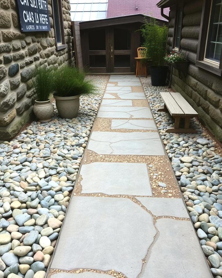 Pebble and Concrete Walkway