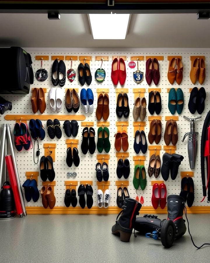 Pegboard Shoe Storage