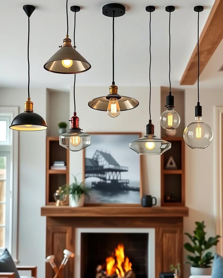 Pendant Lights Above the Fireplace