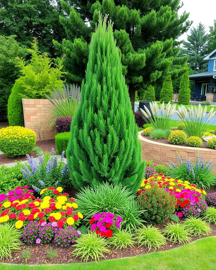 Pine Tree Accent in Garden Beds