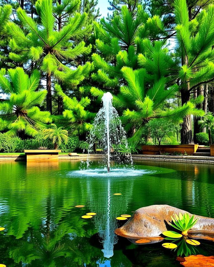 Pine Tree Water Feature Backdrop