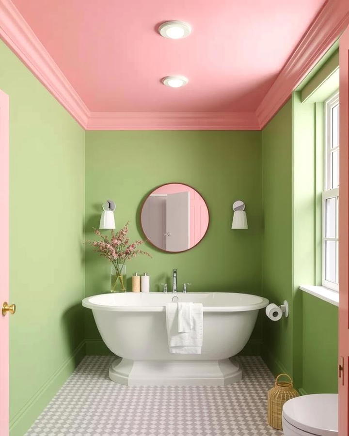 Pink Ceiling with Green Walls