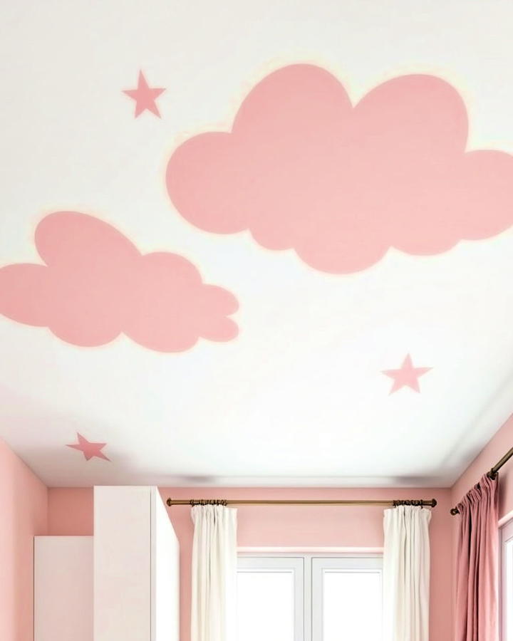 Pink Cloud Nursery Ceiling