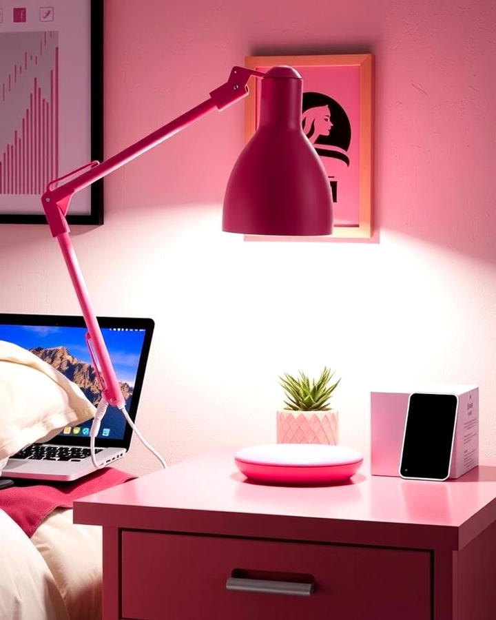 Pink Desk Lamp with Adjustable Features