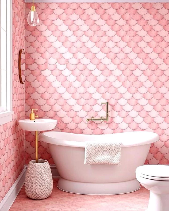 Pink Fish Scale Tiles for a Whimsical Touch