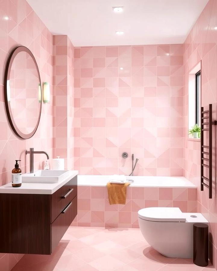 Pink Geometric Tiles for a Bold Statement