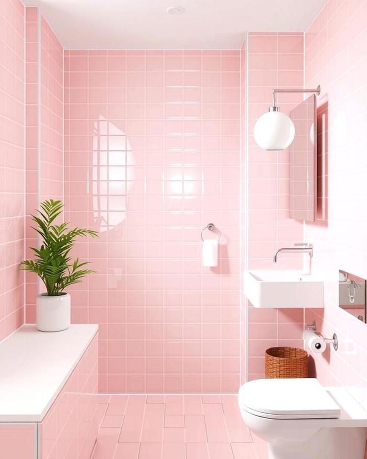 Pink Glass Tiles for a Sleek Finish