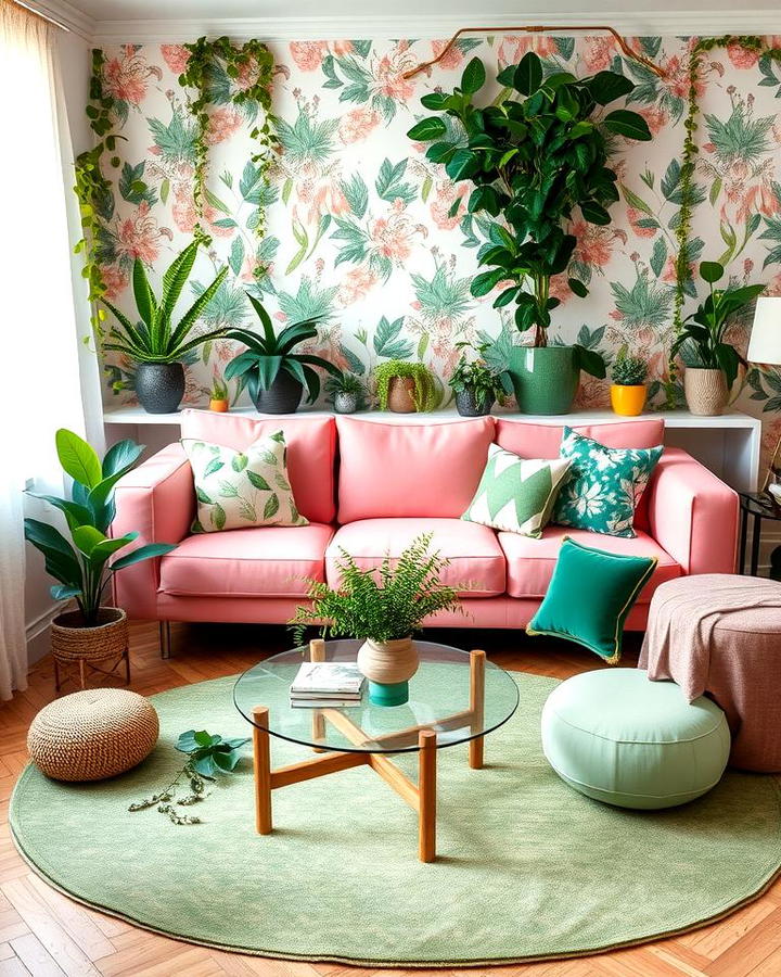 Pink and Green Botanical Oasis