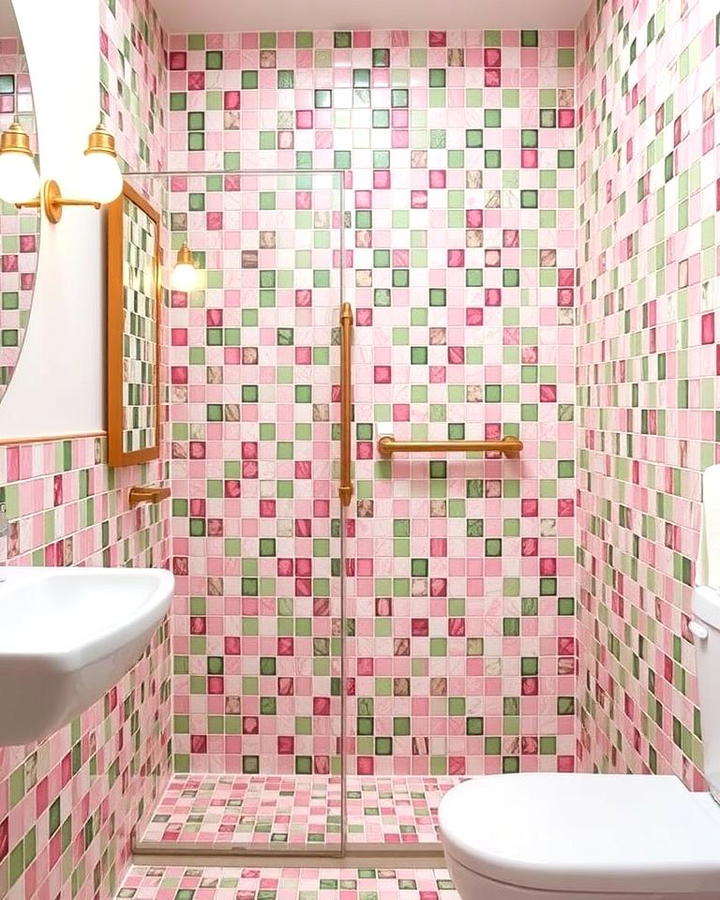 Pink and Green Mosaic Tiles