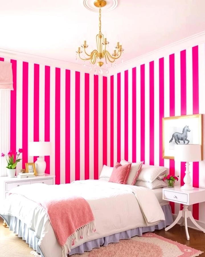 Pink and White Striped Wallpaper