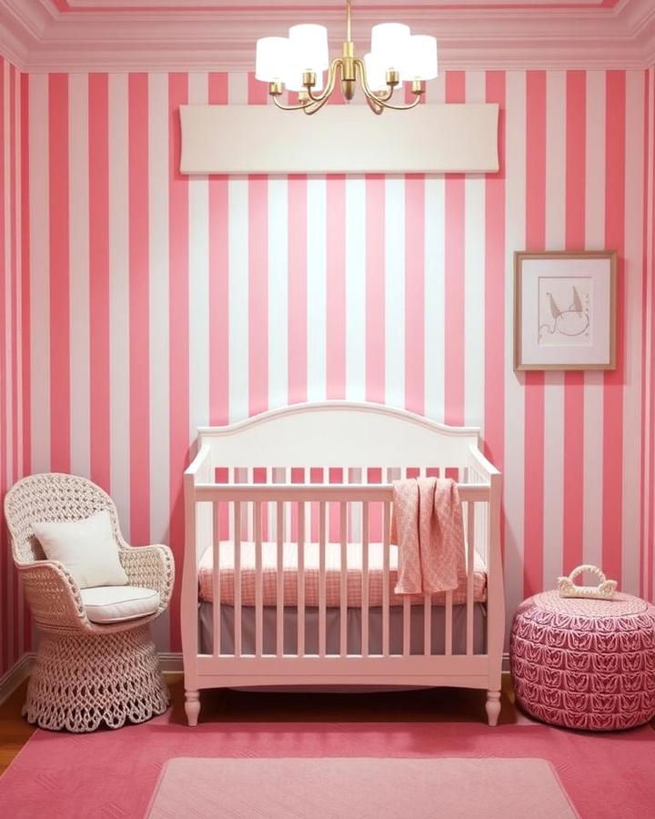 Pink and White Striped Walls