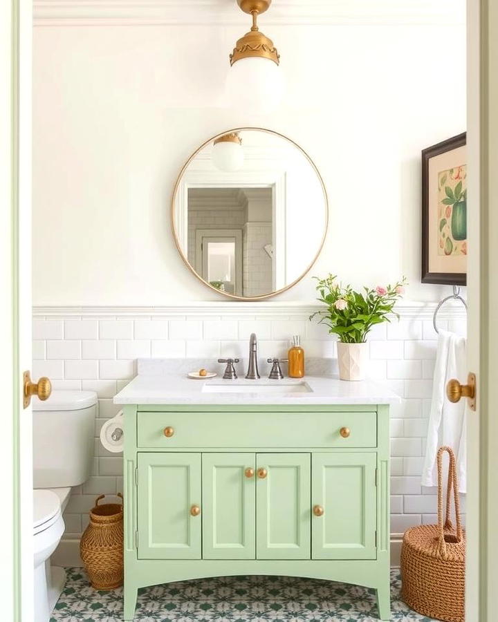 Pistachio Green Vanity for a Playful Touch