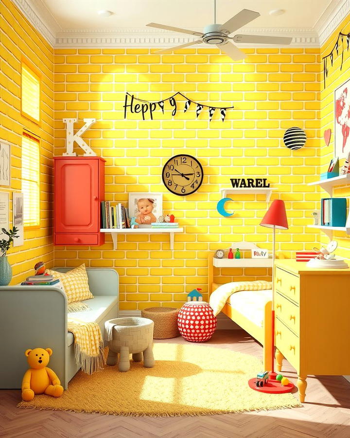 Playful Energy with Yellow Brick Wallpaper