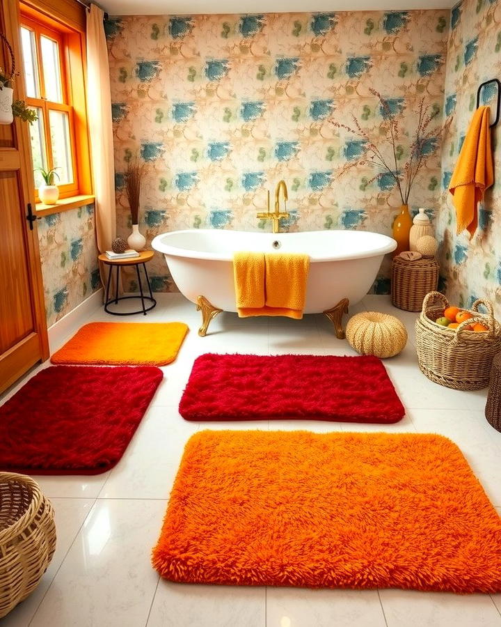 Plush Bath Mats in Warm Hues