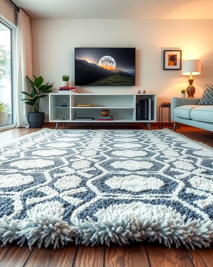 Plush Grey and White Area Rug