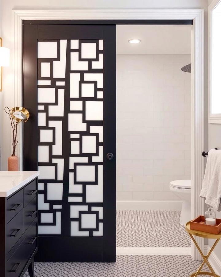 Pocket Door with Geometric Cutouts for a Contemporary Twist