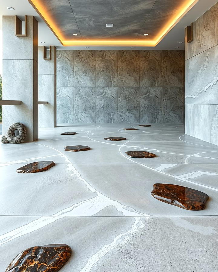 Polished Concrete with Embedded Stones